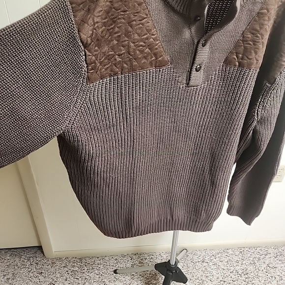 Boulder Creek Trading Company Sweater Mens 7XL Brown Buttons Suede Patch - Picture 3 of 13